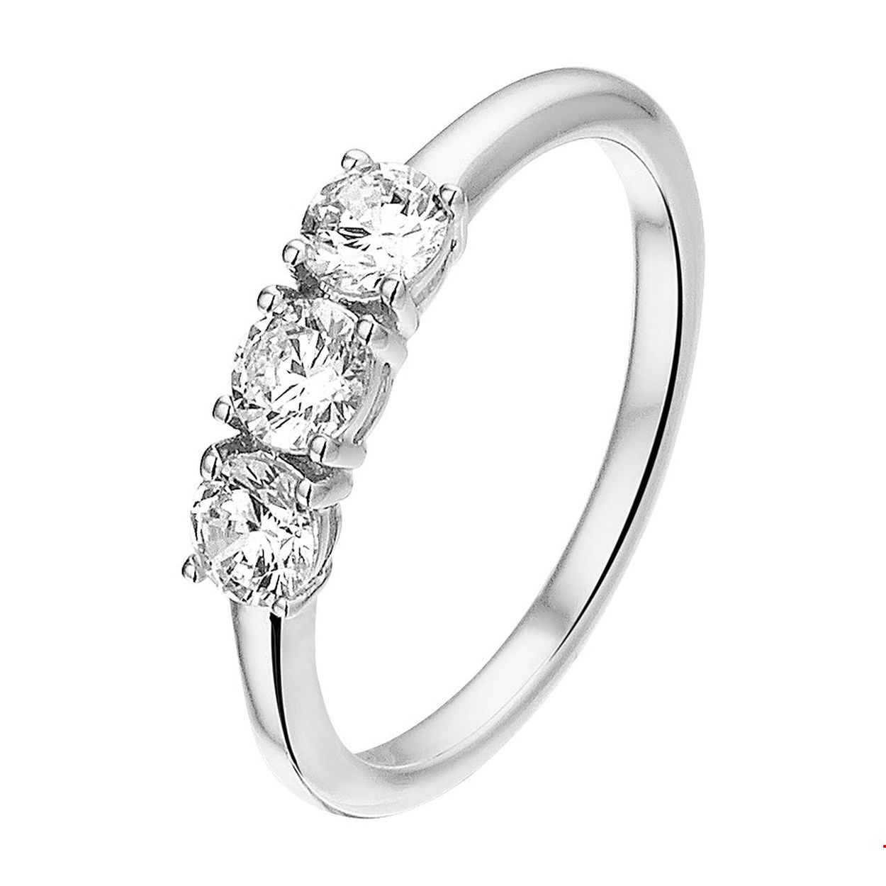 Stijlvol gerhodineerd zilveren damesring van 4mm breed en uitgevoerd met een chique rijzetting van briljant geslepen zirkonia. De ring is te combineren met bijpassende sieraden uit onze collectie.