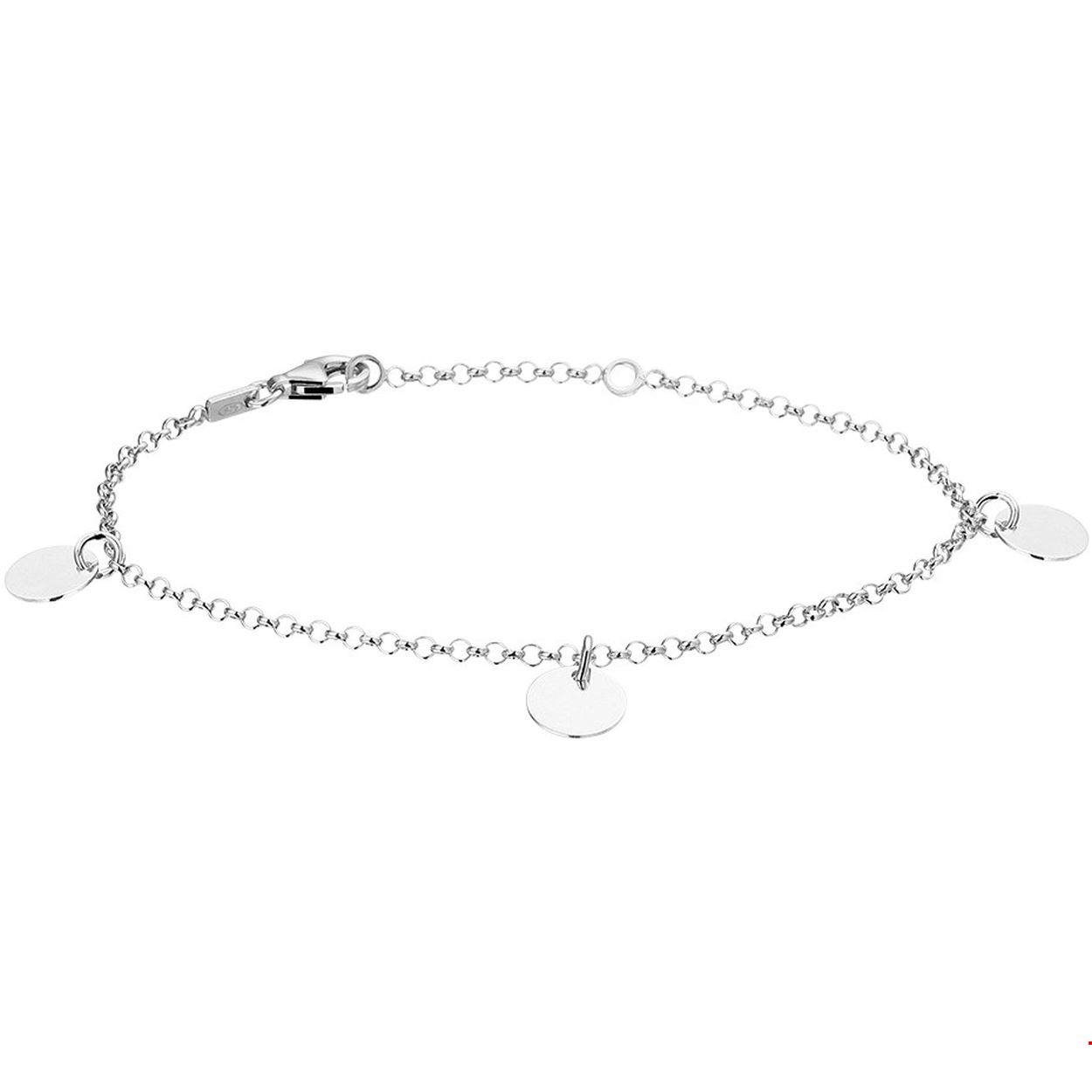 Beschrijving: Stijlvol gerhodineerd zilveren Jasseron armband uitgevoerd met ronde hangers met een diameter van 8mm. De armband heeft draaglengtes van 16 en 19cm. De schakelbreedte is 2mm. De armband is te combineren met bijpassende sieraden uit onze collectie. INFO: Gerhodineerd zilver is door de rhodiumlaag beter bestand tegen verkleuren en krassen.
Doelgroep: dames
Kortste lengte: 16 mm
Langste lengte: 19 mm