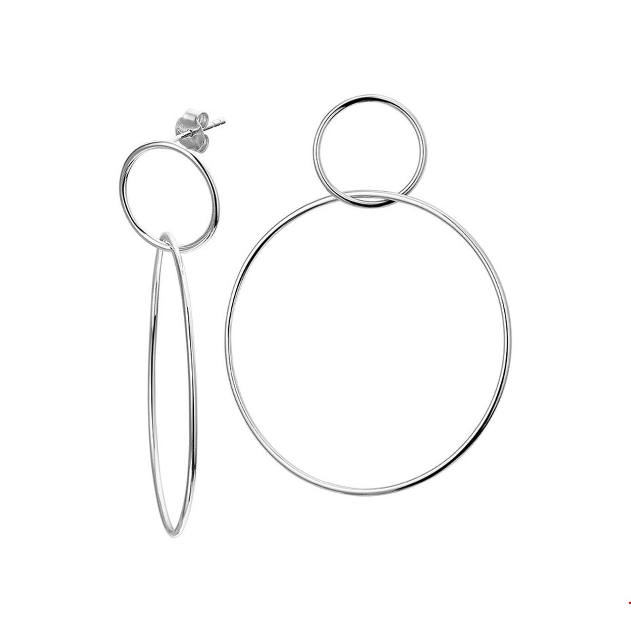 Beschrijving: Trendy gerhodineerd zilveren oorhangers met rondjes. De oorhangers hebben een hoogte van 5.3cm en zijn uitgevoerd met 2 rondjes van 15 en 40 mm. De oorhangers hebben een poli afwerking.
Verpakt per: 1
Doelgroep: dames
Hoogte: 53 mm