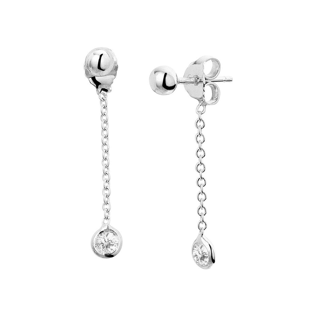 Beschrijving: Trendy gerhodineerd zilveren oorhangers met een totale lengte van 2.7cm uitgevoerd met een bolletjes van 4mm en een kast met zirkonia van 4.5mm. Info: Gerhodineerd zilver is door de rhodiumlaag beter bestand tegen verkleuren en krassen.
Verpakt per: 1
Doelgroep: dames
Hoogte: 27 mm
Zetting: solitaire (kastzetting)