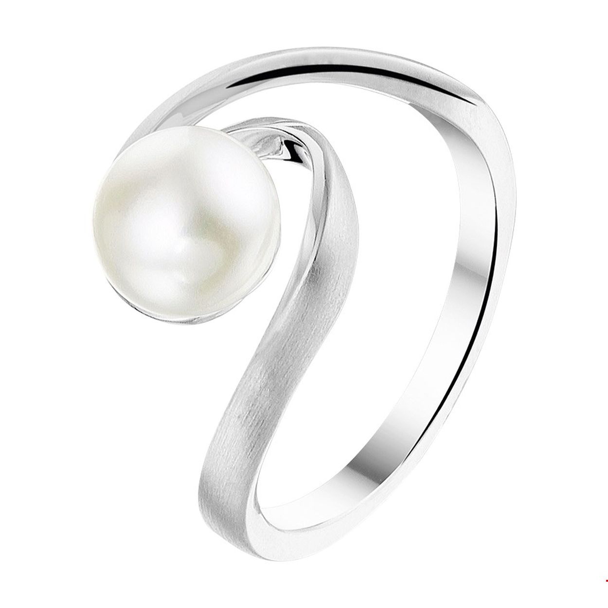 Chique gerhodineerd zilveren ring uitgevoerd met een zoetwaterparel van 8mm. De ring is goed te combineren met bijpassende sieraden uit onze collectie. Info: Gerhodineerd zilver is door de rhodiumlaag beter bestand tegen verkleuren en krassen.