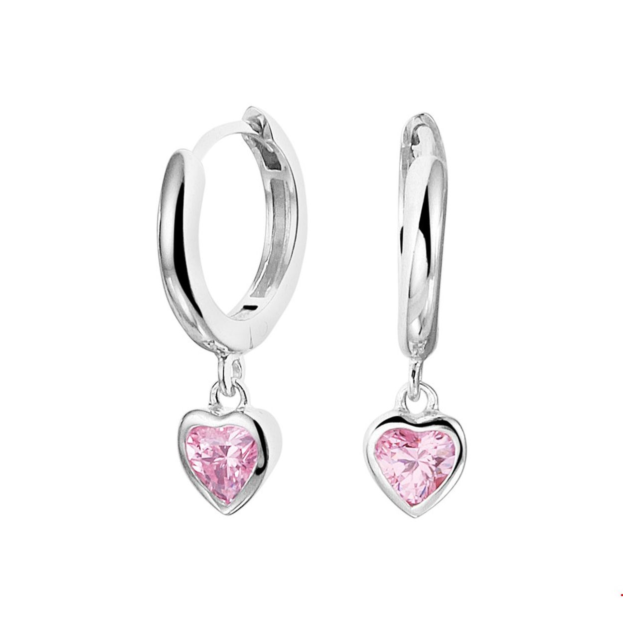 Gerhodineerd zilveren klapoorringen met een hartje en een schitterende roze zirkonia. De klapoorringen hebben een diameter van 11.5mm en een breedte van 2mm. Tip: Deze klapoorringen zijn doordat ze gemakkelijk zijn te combineren perfect om kado te geven!