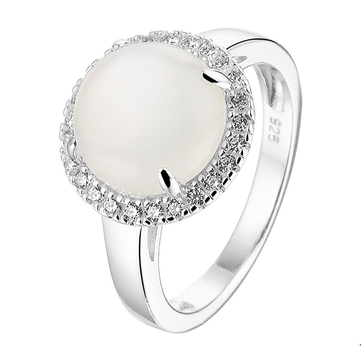 Witte Maansteen met Zirconia