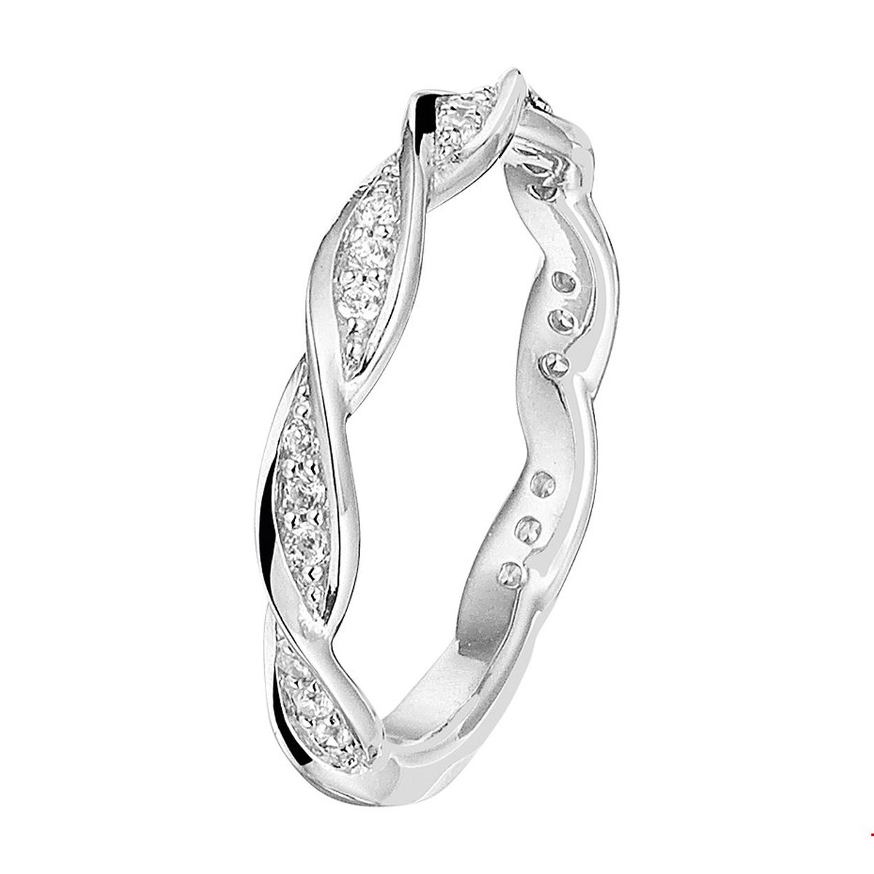 Stijlvolle gerhodineerd zilveren ring met schitterende zirkonia rijen. Glam up your outfit! Tip: Leuk om kado te geven! 
Ringmaat: 16.50 mm (52)
Breedte: 3 mm
Zetting: entourage (rijzetting)