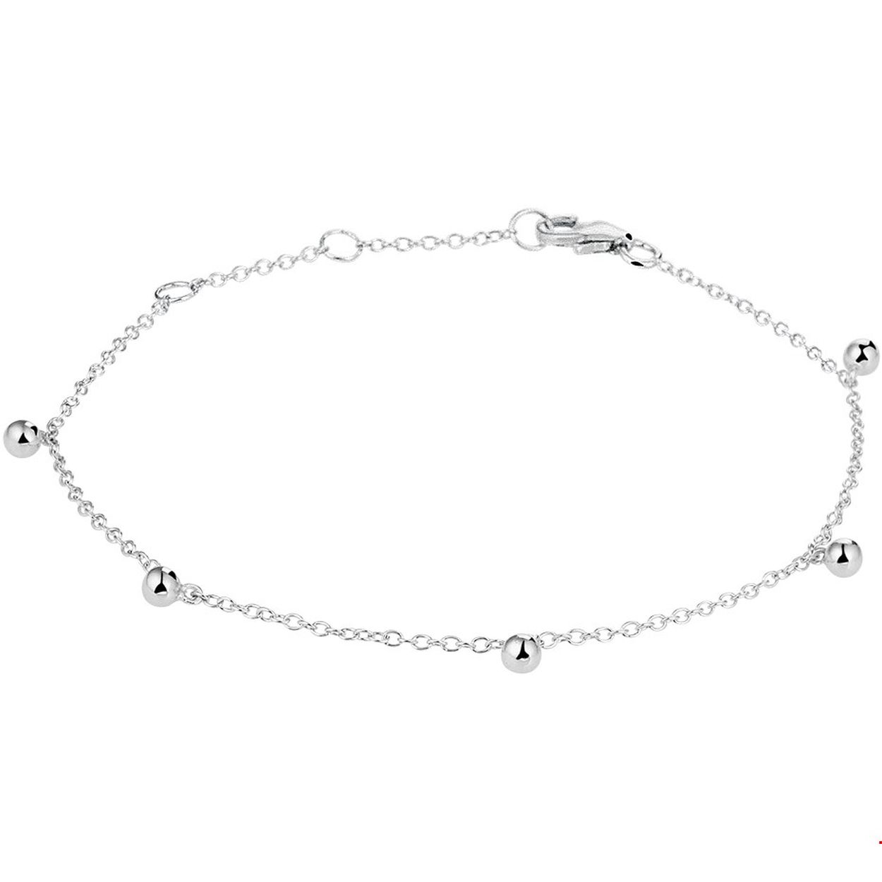 Trendy gerhodineerd zilveren anker armband uitgevoerd met poli afgewerkte bolletjes van 3mm. Door de subtiele uitstraling kan de armband dagelijks gedragen worden en past deze bij veel verschillende outfits. De armband heeft draaglengtes van 16 17.5 en 19cm en is voorzien van een stevige karabijn sluiting.

Kortste lengte: 16 mm
Langste lengte: 19 mm
