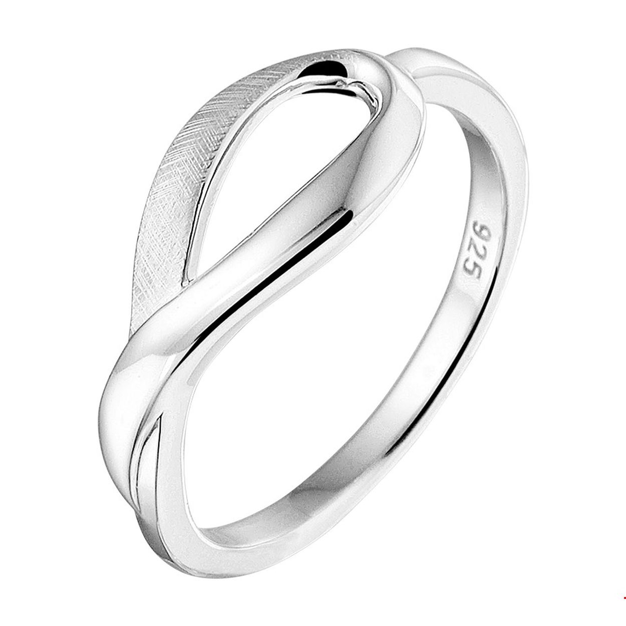 Stijlvolle gerhodineerd zilveren ring met een breedte van 8mm. De ring is perfect te combineren met identiek gevormde sieraden uit onze collectie waarmee je een chique set kunt maken. Info: Gerhodineerd zilver is door de rhodiumlaag beter bestand tegen verkleuren en krassen.