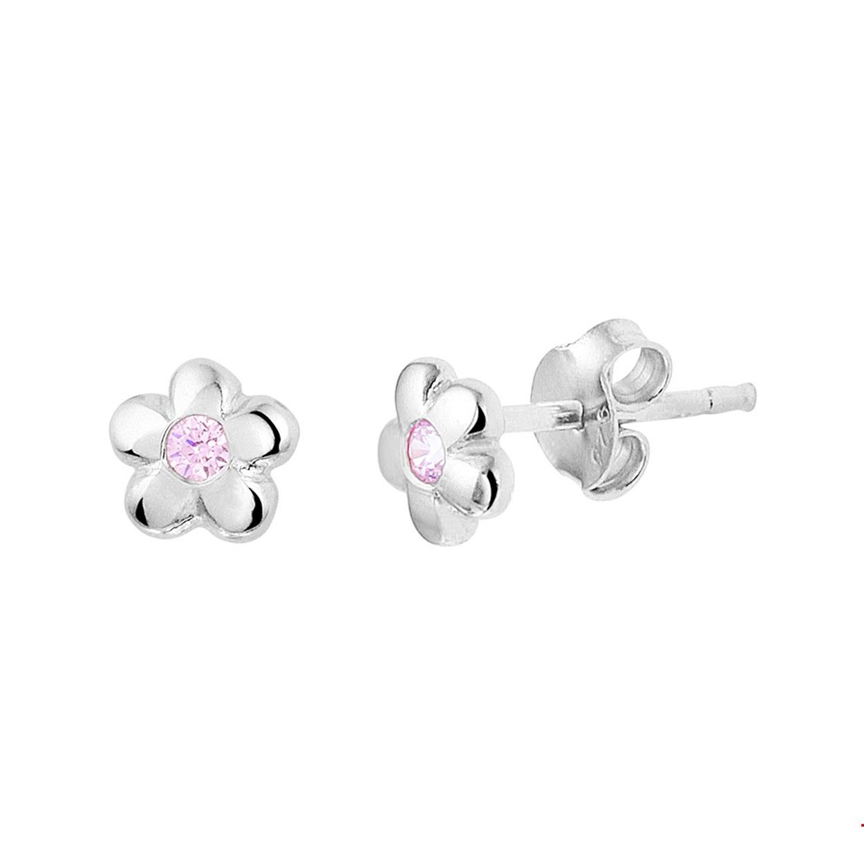 Beschrijving: Schattige gerhodineerd zilveren bloem oorknoppen met een afmeting van 5.5x6mm. Uitgevoerd met roze zirkonia en een stevige poussette sluiting. Tip: Leuk om kado te geven! Info: Gerhodineerd zilver is door de rhodiumlaag beter bestand tegen verkleuren en krassen.
