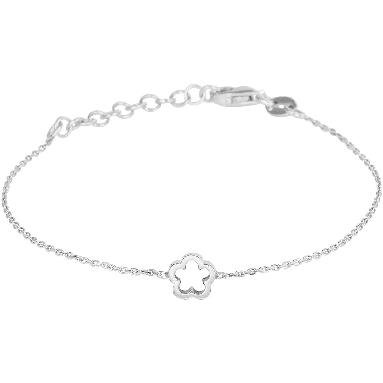 Beschrijving: Gerhodineerd zilveren armband met een open bloem van 6.5x6.5mm. De armband heeft een draaglengte van 15cm met een extensie van 3cm en is uitgevoerd met een stevige karabijn sluiting. De schakelbreedte bedraagt 1.0mm. Tip: Combineer deze armband met bijpassende bloem sieraden uit onze collectie.
Verpakt per: 1
Doelgroep: kinderen
Breedte: 6.5 mm
Kortste lengte: 15 mm
Langste lengte: 18 mm