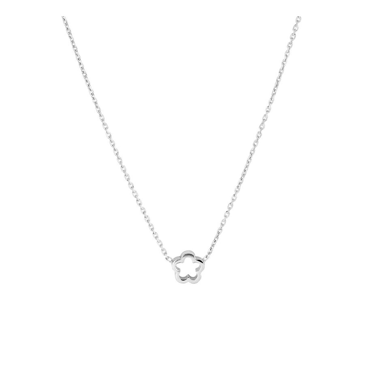Beschrijving: Gerhodineerd zilveren collier met een open bloem van 6.5x6.5mm. Het collier heeft een draaglengte van 36cm met een extensie van 4cm en is uitgevoerd met een stevige karabijn sluiting. De schakelbreedte bedraagt 1.0mm. Tip: Combineer dit collier met bijpassende bloem sieraden uit onze collectie.
kleine damesmaat of kindermaat
Doelgroep: kinderen
Breedte: 6.5 mm
Kortste lengte: 36 mm
Langste lengte: 40 mm