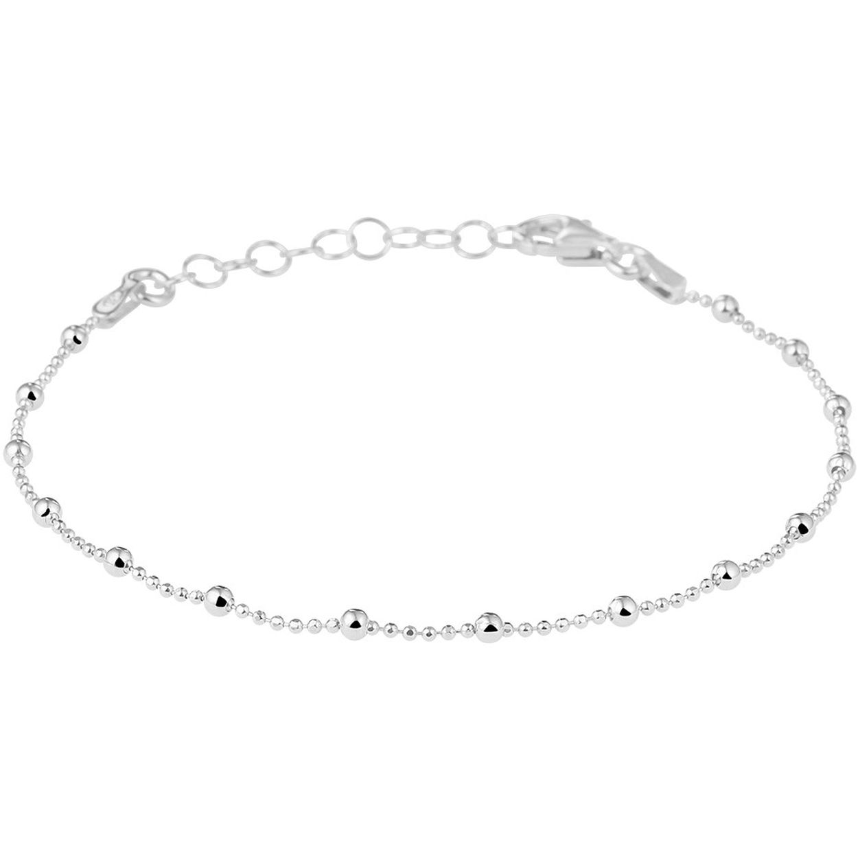 Beschrijving: Trendy gerhodineerd zilveren armband uitgevoerd met bolletjes van 1 en 2mm. De armband heeft een stevige karabijn sluiting en een draaglengte van 16cm met een extensie van 3cm. Tip: Combineer de armband met een bijpassend collier en maak zo een leuke set!
Doelgroep: dames
Breedte: 2 mm
Kortste lengte: 16 mm
Langste lengte: 19 mm