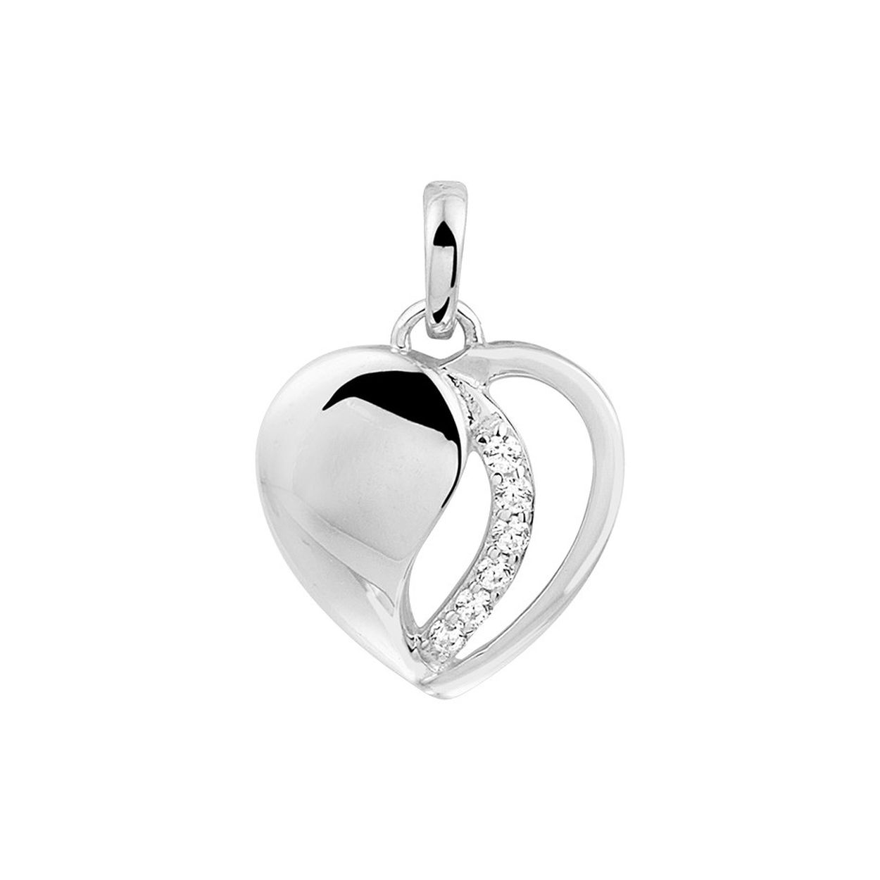 Beschrijving: Romantische gerhodineerd zilveren hart hanger met een afmeting van 12.5x12.5mm uitgevoerd met een schitterende rij van zirkonia. De hanger is ook goed te combineren met een bijpassend collier uit onze collectie. De combinatie van de sprankelende zirkonia en het bijzondere hart is een originele toevoeging aan jouw sieradencollectie!