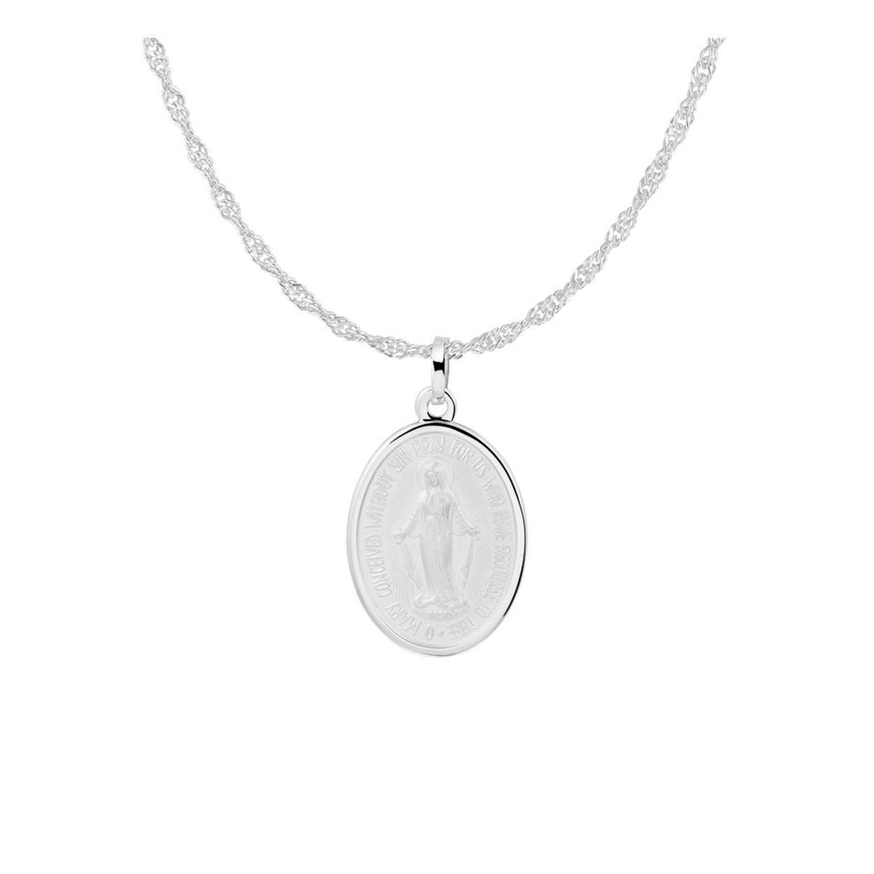 Beschrijving: Vintage gerhodineerd zilveren collier met een dubbelzijdige scapulier hanger met afmetingen van 23x15.5mm. Het collier heeft een draaglengte van 41cm en een extensie van 4cm. Dit collier geeft je look direct een chique en stijlvolle uitstraling.
Verpakt per: 1
Doelgroep: dames
Breedte: 15.5 mm
Kortste lengte: 41 mm
Langste lengte: 45 mm
Hoogte: 23 mm