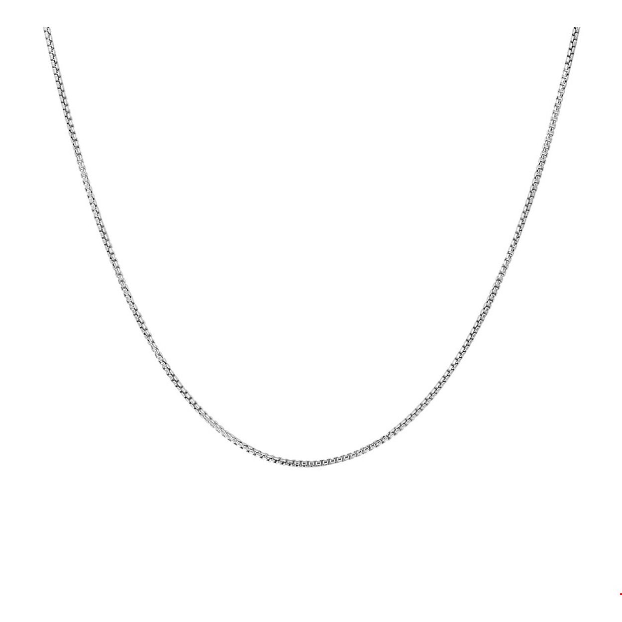 Lengte: 38cm
Breedte: 0.8mm
Schakel: Venetiaans
Materiaal: gerhodineerd zilver 