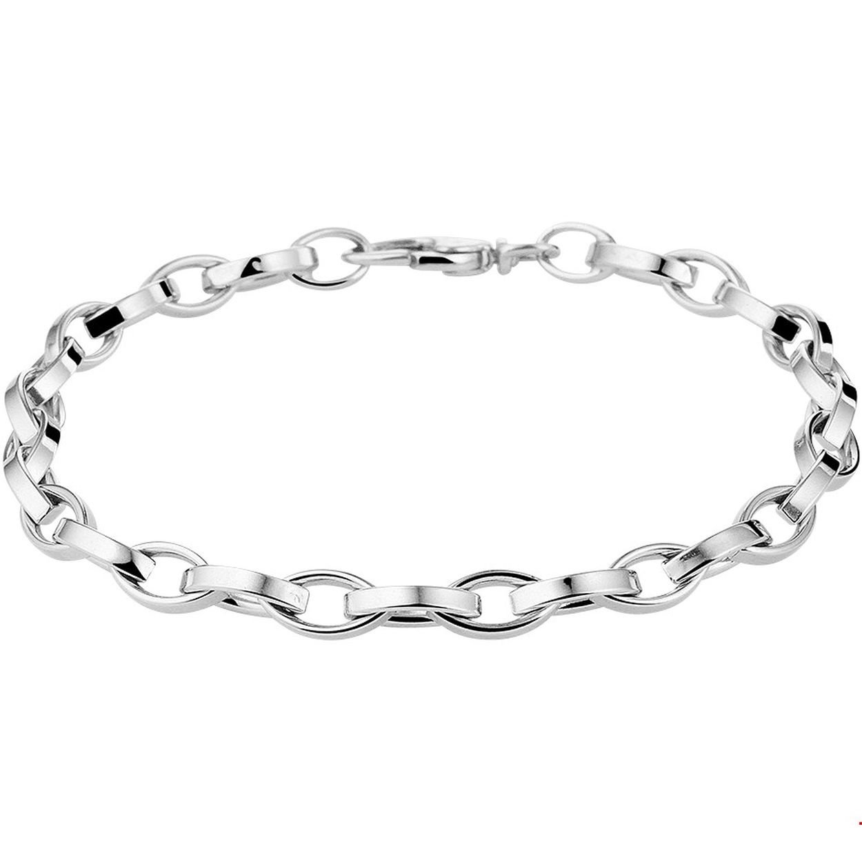 Zilveren armband uitgevoerd met een anker schakel van 5.2mm en een stevige karabijn sluiting. De armband heeft een draaglengte van 19cm. Info: Gerhodineerd zilver is door de rhodiumlaag beter bestand tegen verkleuren en krassen.
