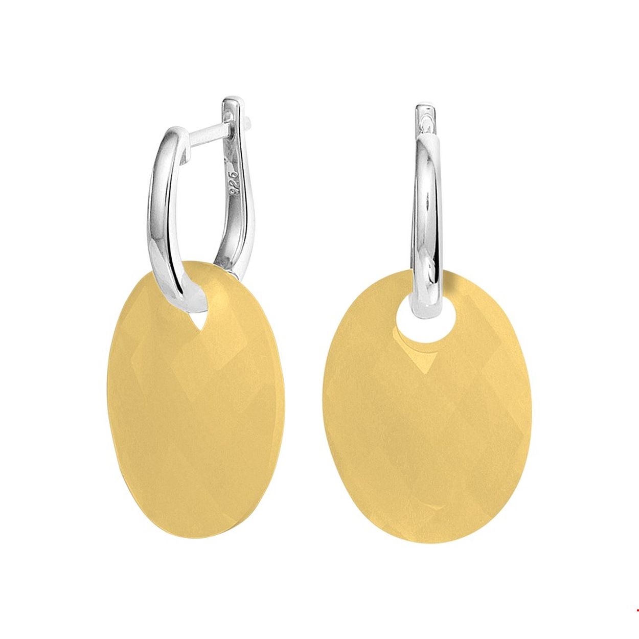 Beschrijving: Gerhodineerd zilveren oorringen uitgevoerd met een schitterende chalcedoon van 20x15mm. Tip: Leuk om kado te geven! Zie je ze al stralen?