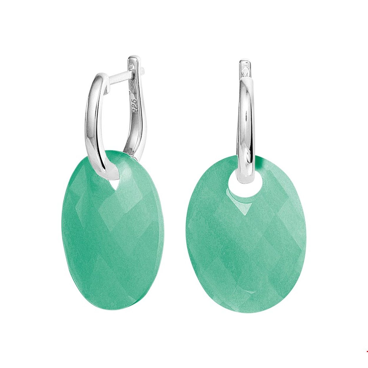 Gerhodineerd zilveren oorringen uitgevoerd met een schitterende chalcedoon van 20x15mm. Tip: Leuk om kado te geven! Zie je ze al stralen?