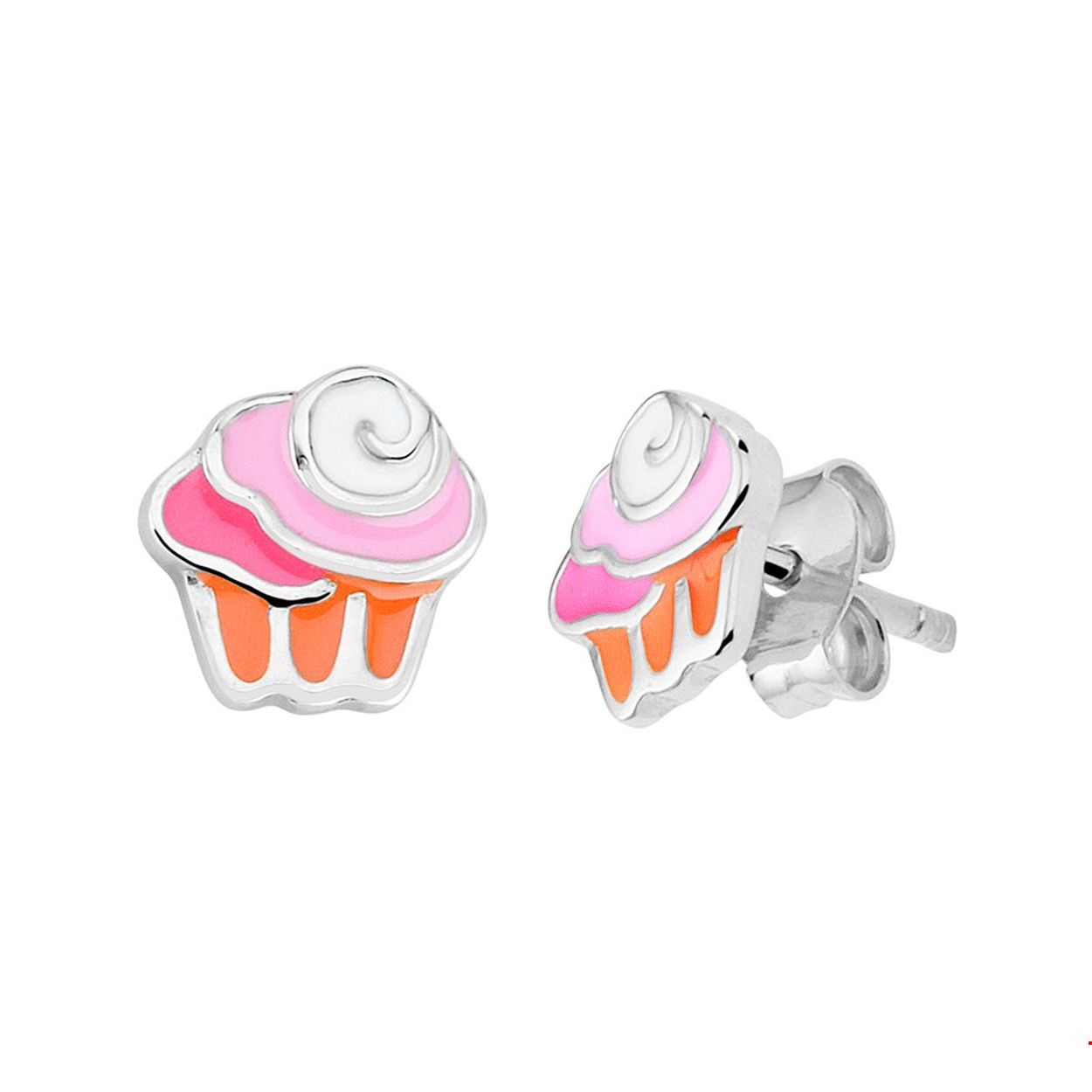 Beschrijving: Super leuke gerhodineerd zilveren cupcake oorknoppen uitgevoerd met verschillende kleuren emaille. De oorknoppen hebben een afmeting van 7x7mm. U kunt deze oorknoppen combineren met bijpassende sieraden uit onze collectie.