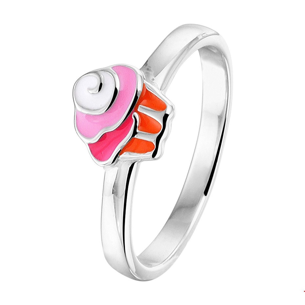 Super leuke gerhodineerd zilveren cupcake ring uitgevoerd met verschillende kleuren emaille. De ring heeft een breedte van 6.5mm. U kunt deze ring combineren met bijpassende sieraden uit onze collectie.