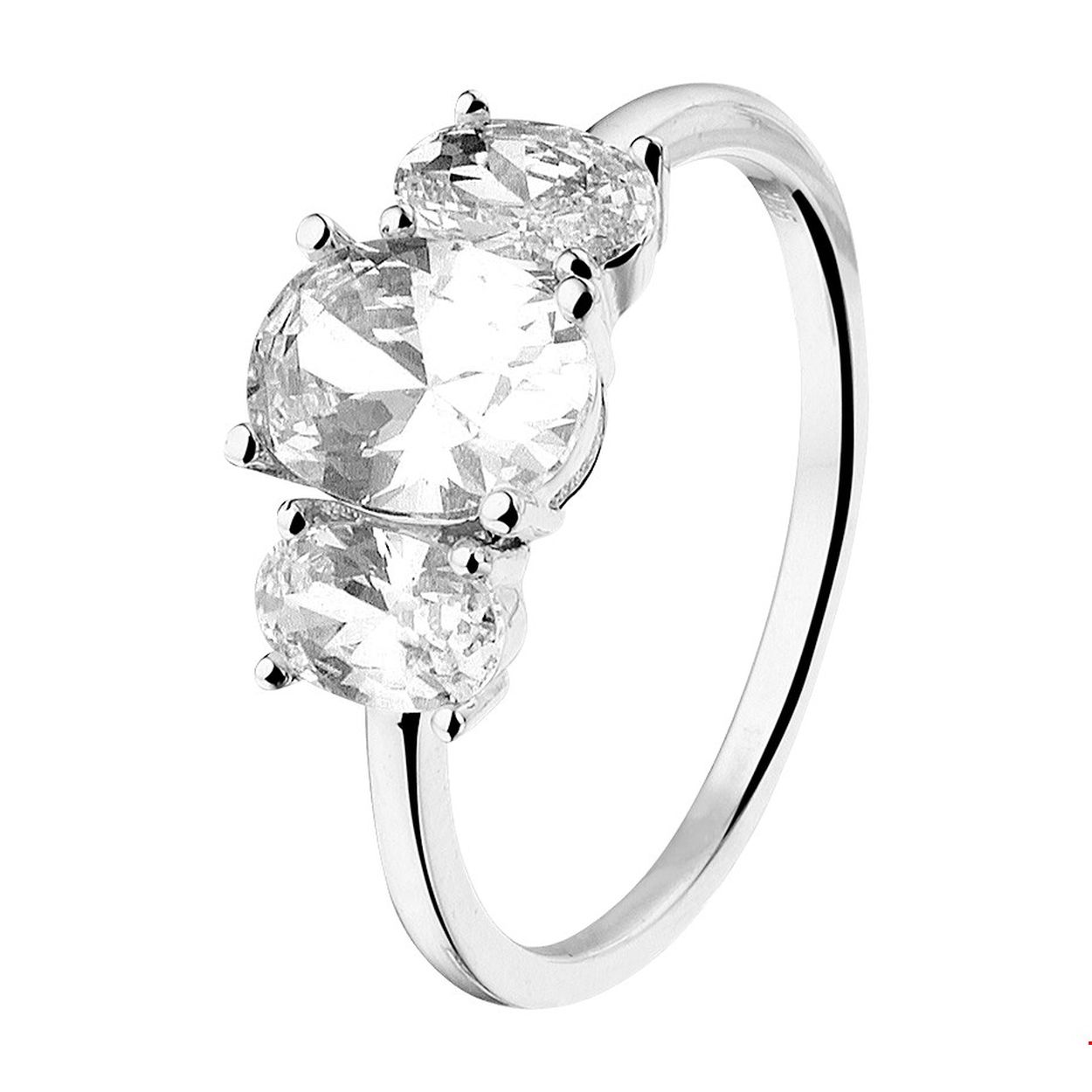 Gerhodineerd zilveren ring uitgevoerd met een schitterende rij van zirkonia. Glam up your outfit! Deze ring sprankelt je tegemoet en geeft je look direct een chique uitstraling.