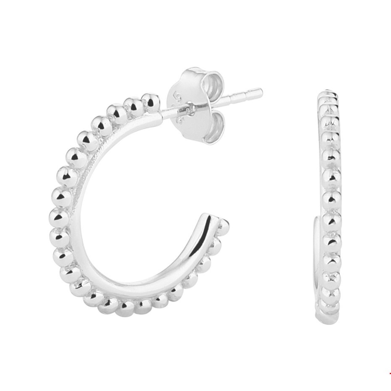 Gerhodineerd zilveren stekeroorringen met kleine bolletjes. De stekeroorringen hebben een afmeting van 17x1.5mm. Omdat ze een minimalistische uitstraling hebben zijn ze makkelijk te combineren met andere zilveren bolletjes sieraden. Info: Gerhodineerd zilver is door de rhodiumlaag beter bestand tegen verkleuren en krassen.