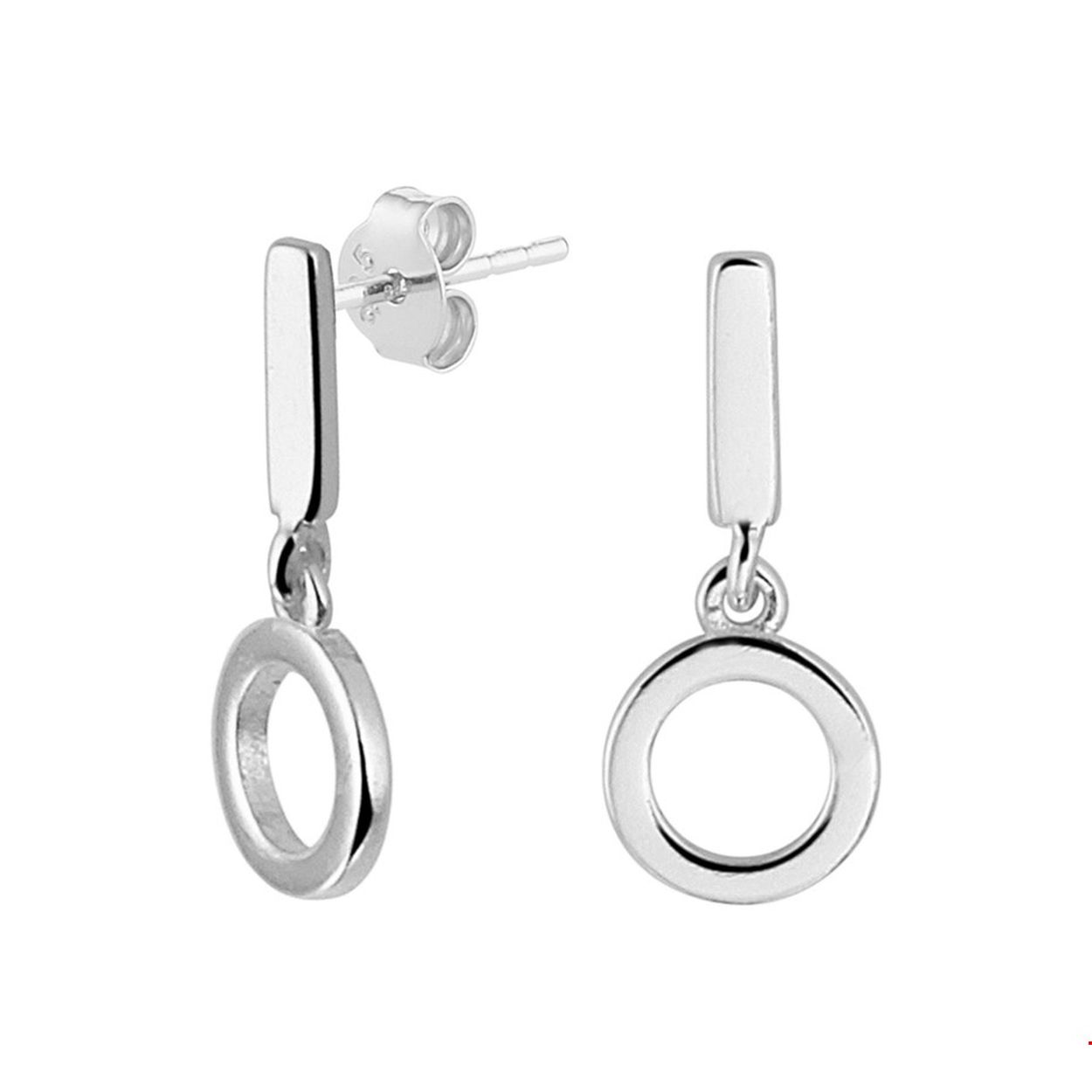 Beschrijving: Trendy gerhodineerd zilveren oorhangers met een balkje en een open rondje. De oorhangers hebben een hoogte van 1,4cm. Tip: Leuk om kado te geven! Zie je ze al stralen?