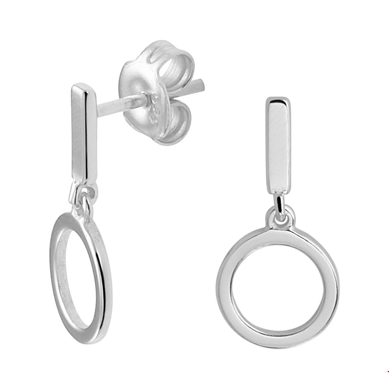 Trendy gerhodineerd zilveren oorhangers met een balkje en een open rondje. De oorhangers hebben een hoogte van 1,6cm. Tip: Leuk om kado te geven! Zie je ze al stralen?
