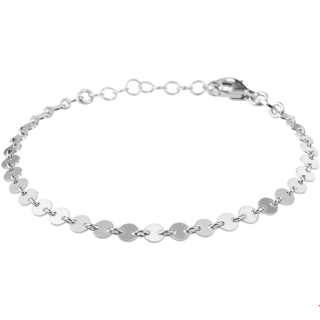 Beschrijving: Deze trendy gerhodineerd zilveren armband heeft een draaglengte van 16cm met een extensie van 3cm. De armband is uitgevoerd met rondjes van 4mm en een karabijn sluiting. Info: Gerhodineerd zilver is door de rhodiumlaag beter bestand tegen verkleuren en krassen.