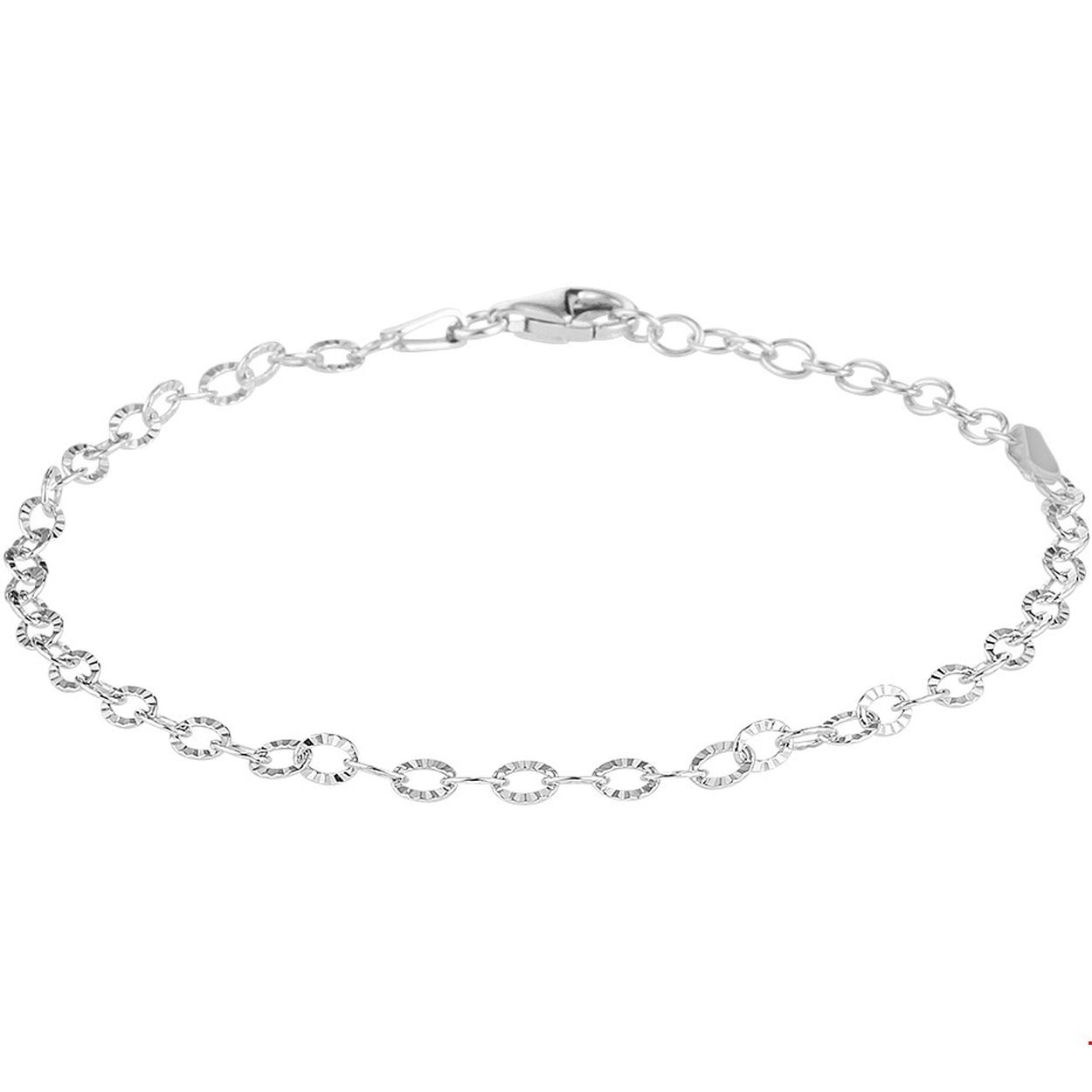 Beschrijving: Gerhodineerd zilveren armband uitgevoerd met een karabijn sluiting. De armband heeft een draaglengte van 16cm en een extensie van 3cm. Info: Gerhodineerd zilver is door de rhodiumlaag beter bestand tegen verkleuren en krassen.
Breedte: 3mm
Kortste lengte: 16 cm
Langste lengte: 19 cm