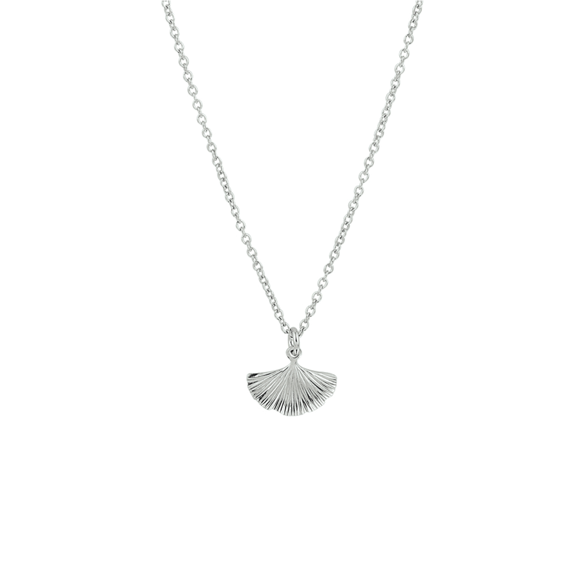 Gerhodineerd zilveren armband met een hanger in de vorm van een ginkgo blad met een afmeting van 10x11.5mm