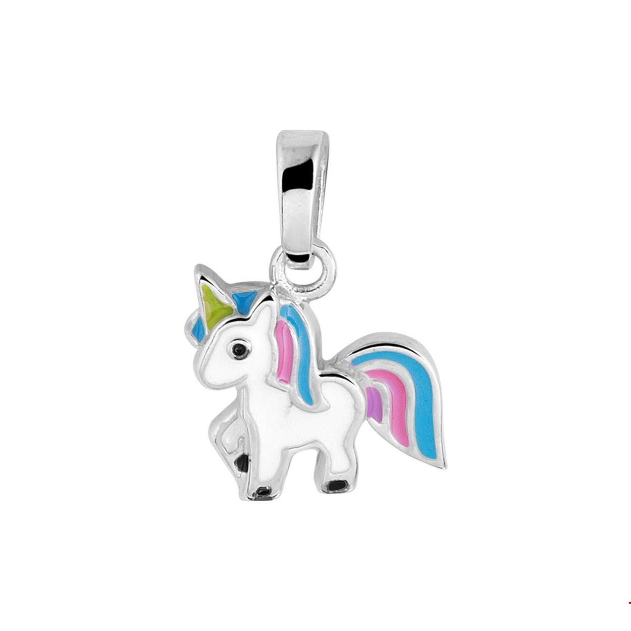 Beschrijving: Schattige gerhodineerd zilveren fantasie eenhoorn hanger met een afmeting van 16x11mm. Deze hanger is perfect te combineren met bijpassende sieraden uit onze collectie. Tip: Leuk om kado te geven zie je ze al stralen!? Info: Gerhodineerd zilver is door de rhodiumlaag beter bestand tegen verkleuren en krassen.