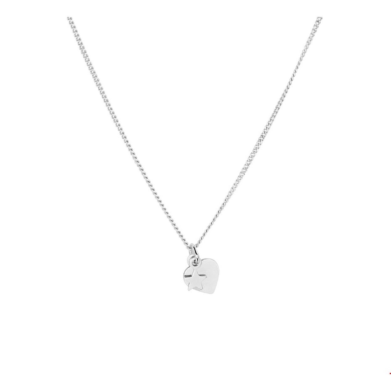 Beschrijving: Gerhodineerd zilveren gourmet collier uitgevoerd met een ster en een hart van 7x7mm. Het collier heeft een draaglengte van 41cm en een extensie van 5cm. Uitgevoerd met een stevige karabijn sluiting. Info: Gerhodineerd zilver is door de rhodiumlaag beter bestand tegen verkleuren en krassen.