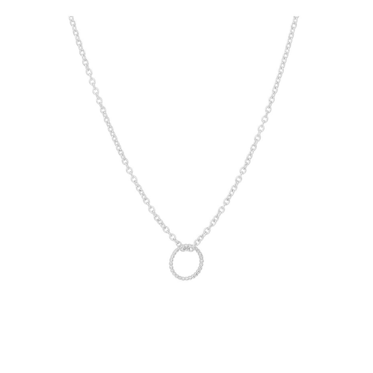 Gerhodineerd 925 zilveren collier uitgevoerd met een hangertje in de vorm van een rondje. Het collier heeft draaglengtes van 40, 42 en 44cm. Het rondje heeft een diameter van 7.5mm.