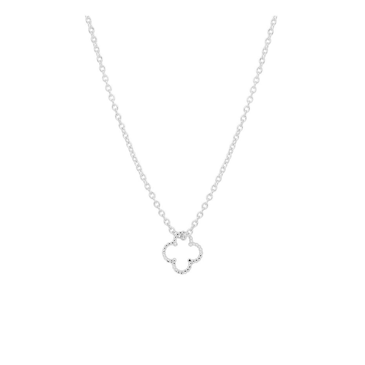 Gerhodineerd 925 zilveren collier uitgevoerd met een hangertje in de vorm van een bloem. Het collier heeft draaglengtes van 40, 42 en 44cm. Het hangertje heeft een afmeting van 8.5x8.5mm.