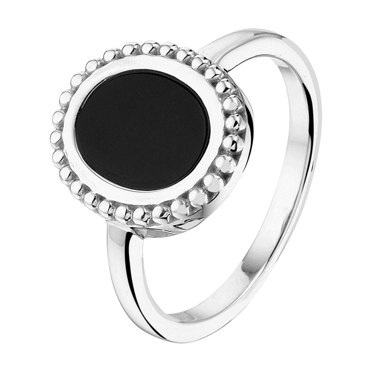 Gerhodineerd 925 zilveren ring uitgevoerd met een schitterende onyx. De ring heeft een breedte van 13mm.