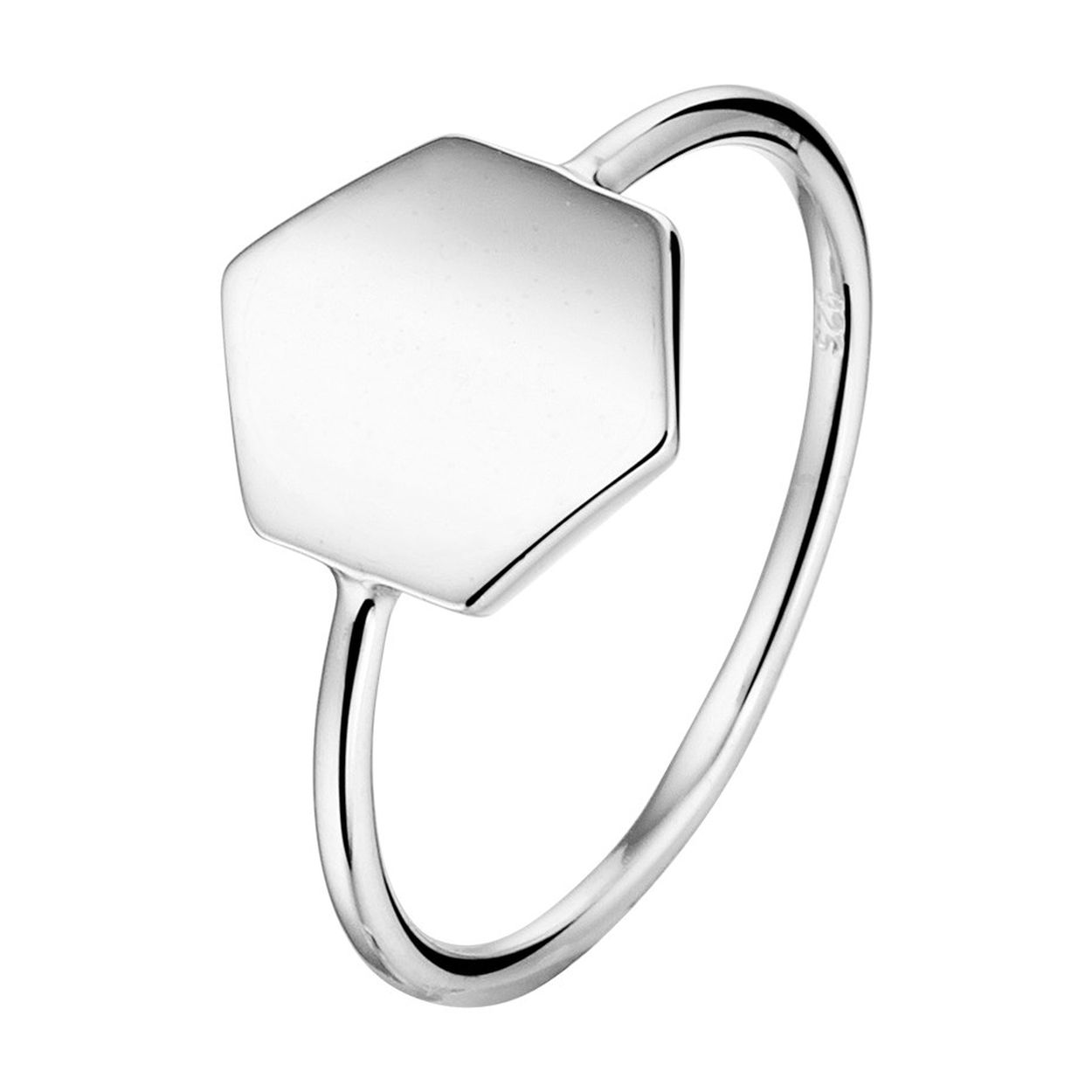 Gerhodineerd 925 zilveren ring uitgevoerd met een zeshoek. De ring heeft een breedte van 10.5mm.