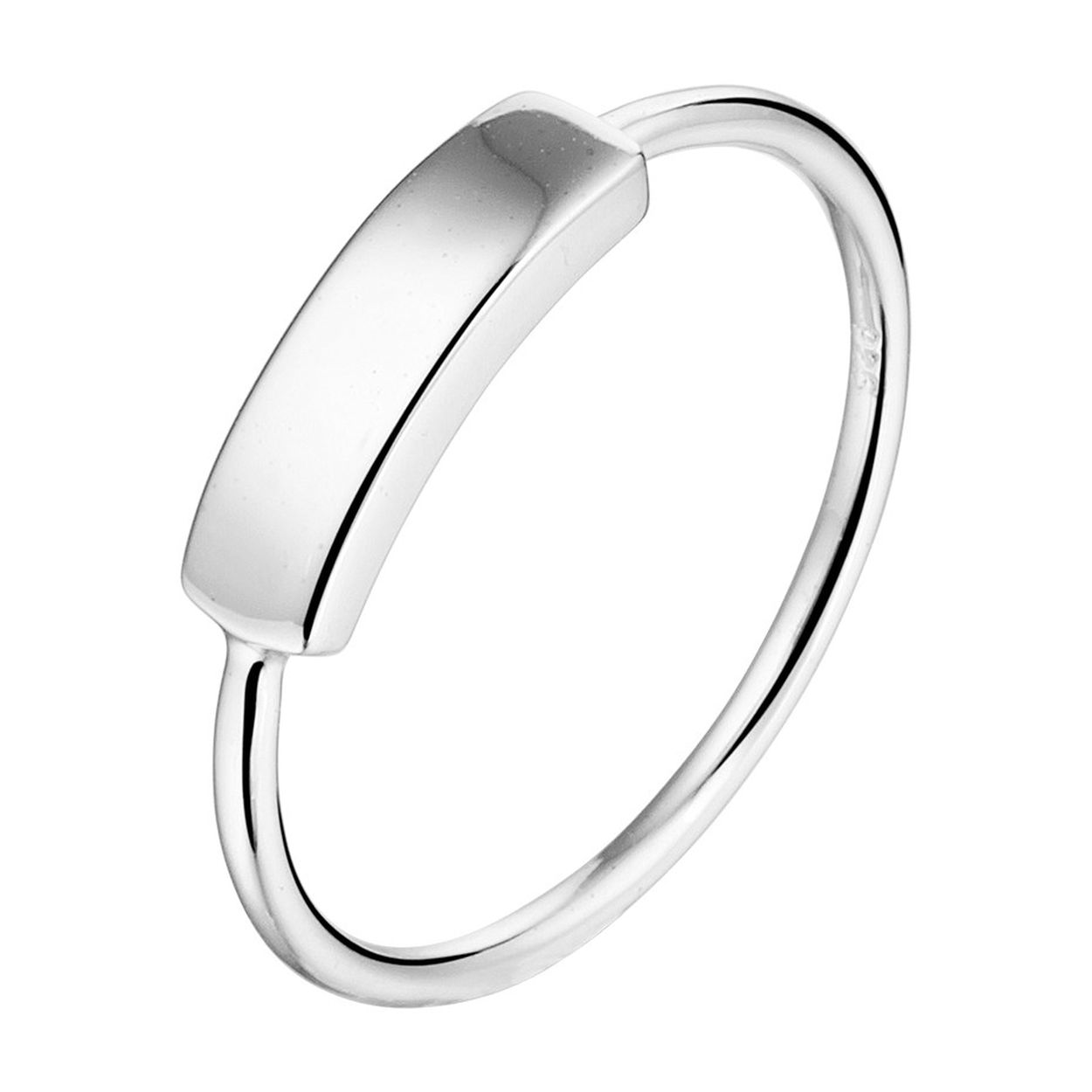 Gerhodineerd 925 zilveren ring uitgevoerd met een balkje. De ring heeft een breedte van 3.5mm.