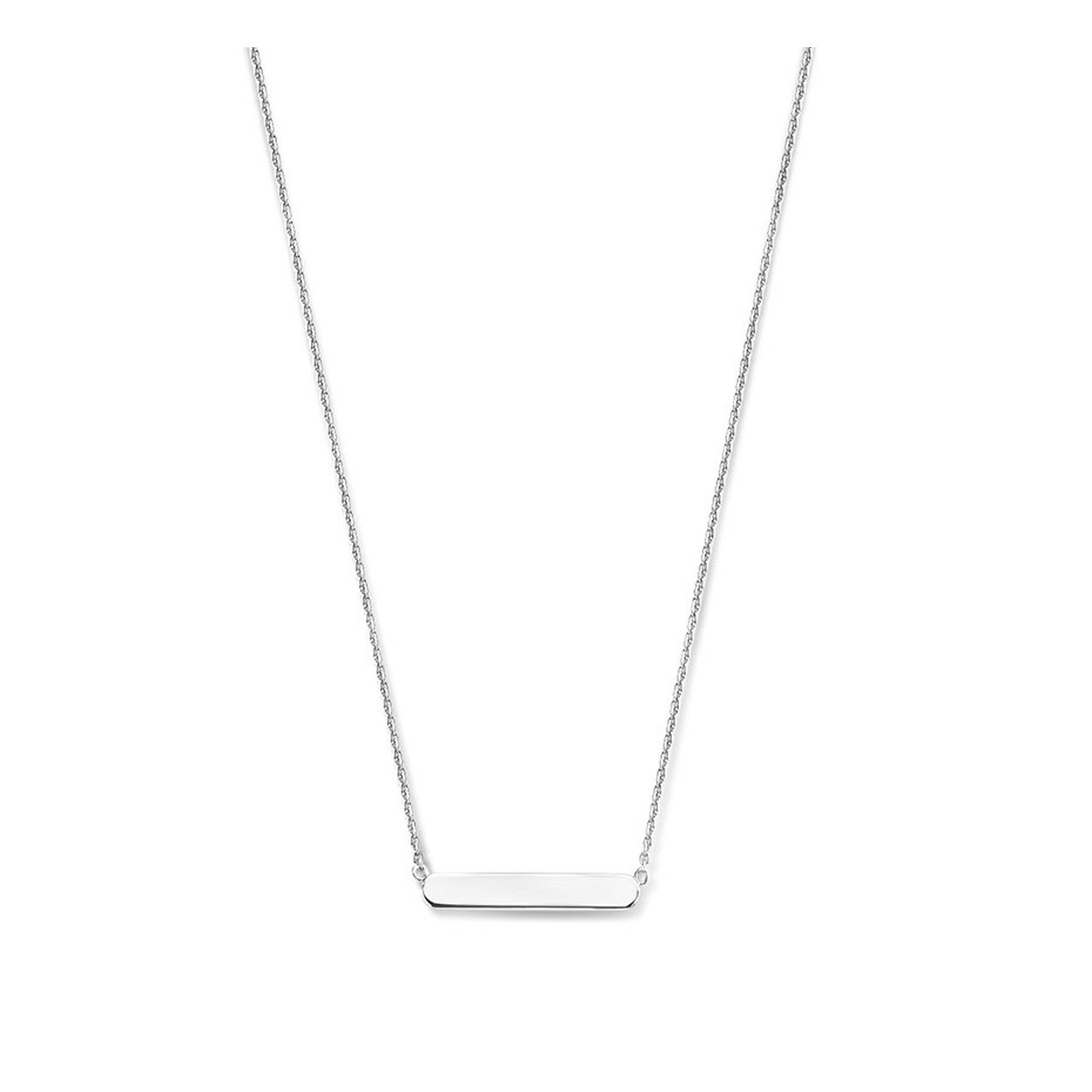 Gerhodineerd 925 zilveren collier uitgevoerd met een graveerplaatje van 4x25mm. Het collier heeft draaglengtes van 40, 42 en 44cm en een stevige karabijn sluiting.