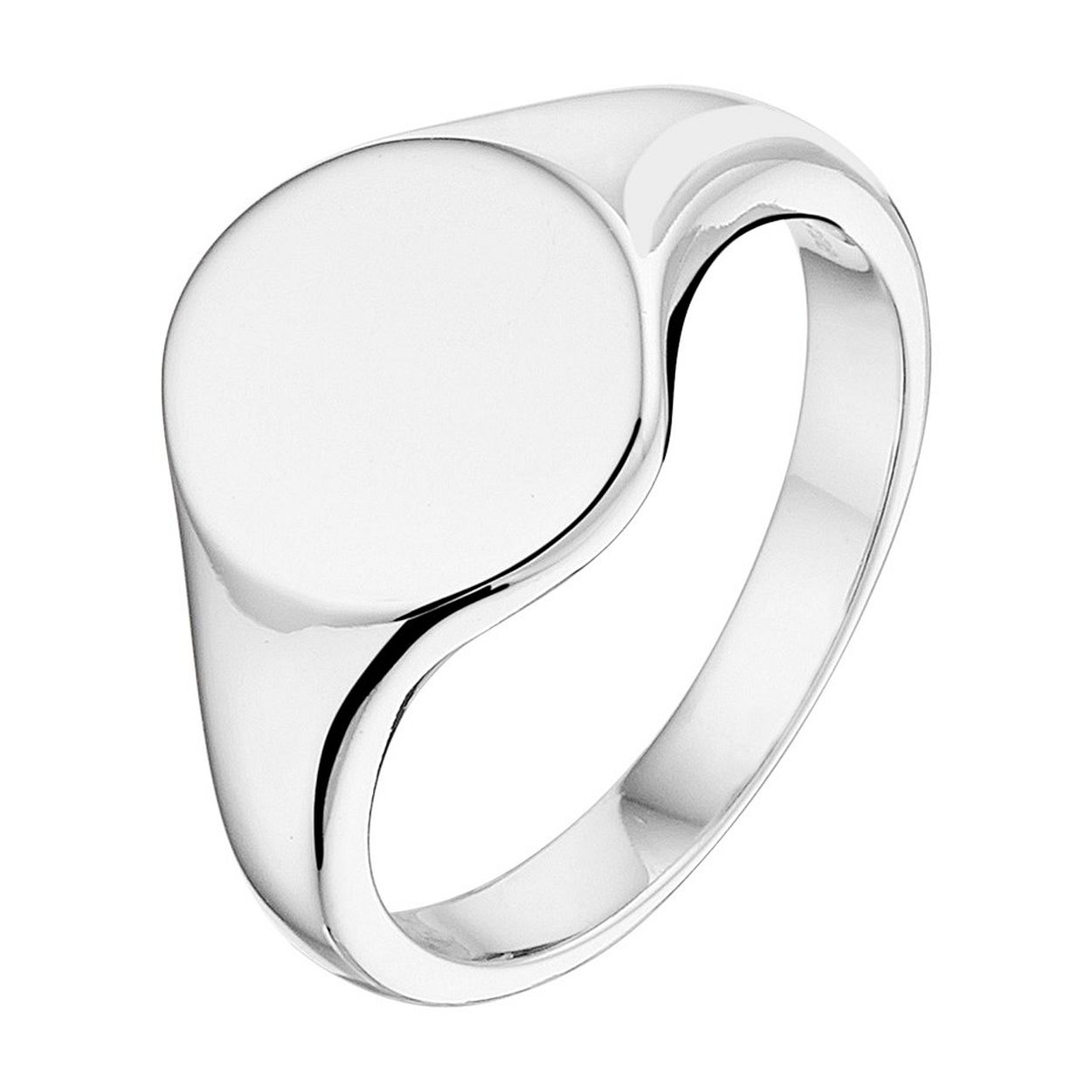 Gerhodineerd 925 zilveren ovale graveerring. De ring heeft een breedte van 12mm.
