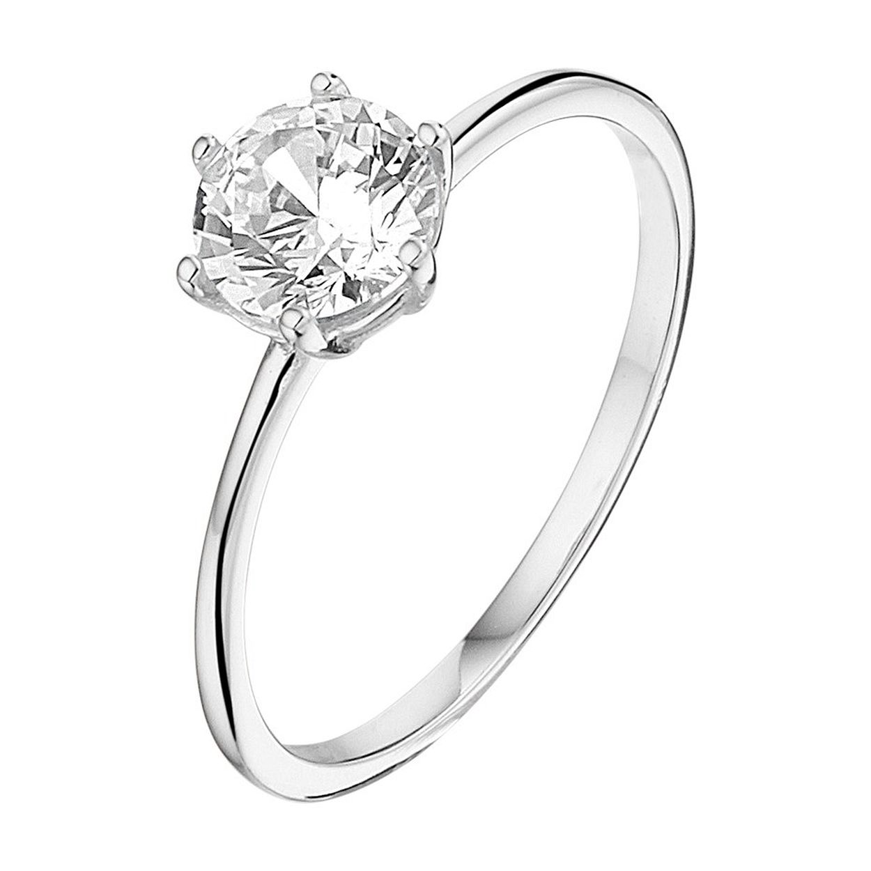 Gehodineerd 925 zilveren ring uitgevoerd met een schitterende zirkonia. De ring heeft een breedte van 6.5mm.