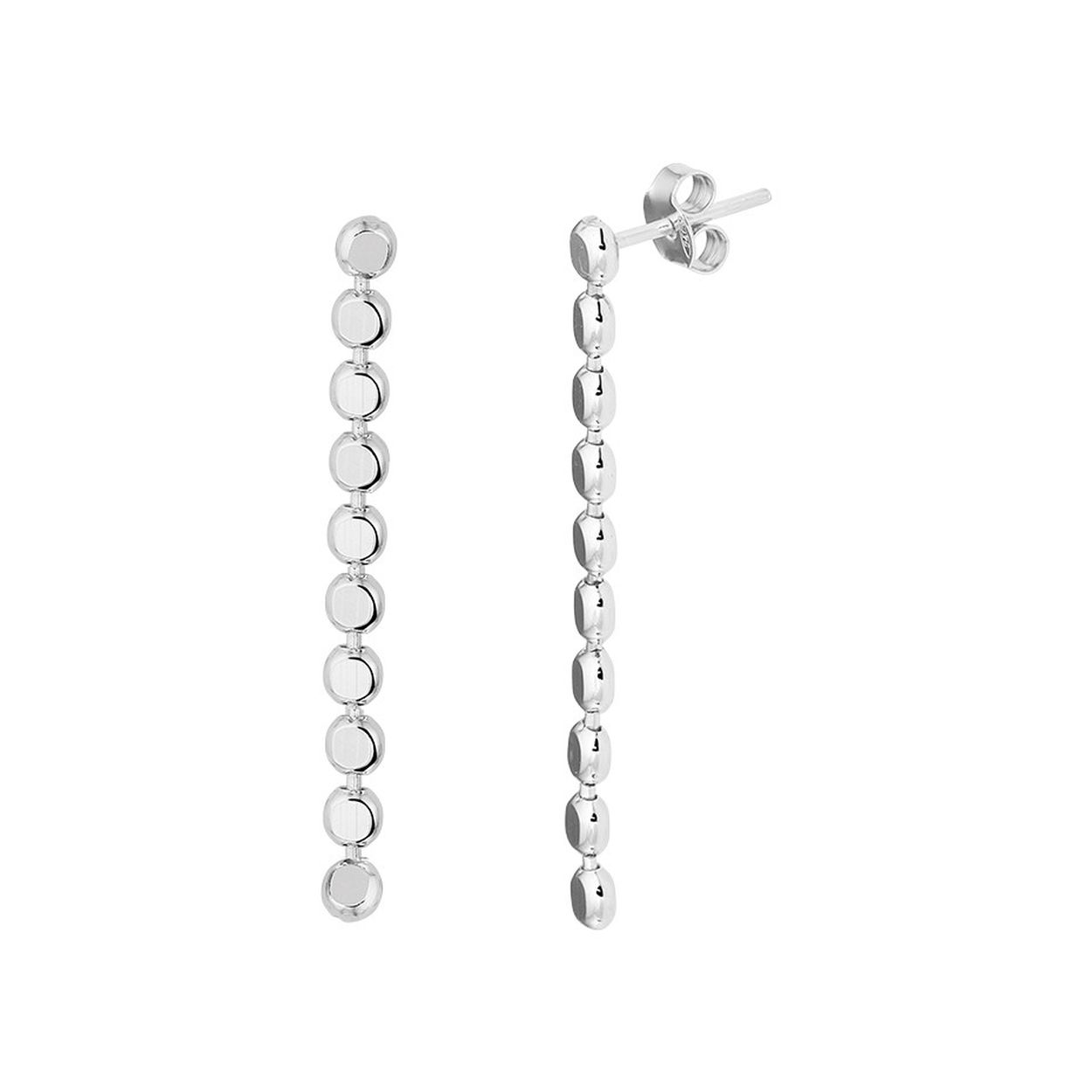 Gerhodineerd 925 zilveren oorhangers. De oorhangers hebben een totale hoogte van 4.1cm en een breedte van 3.5mm.