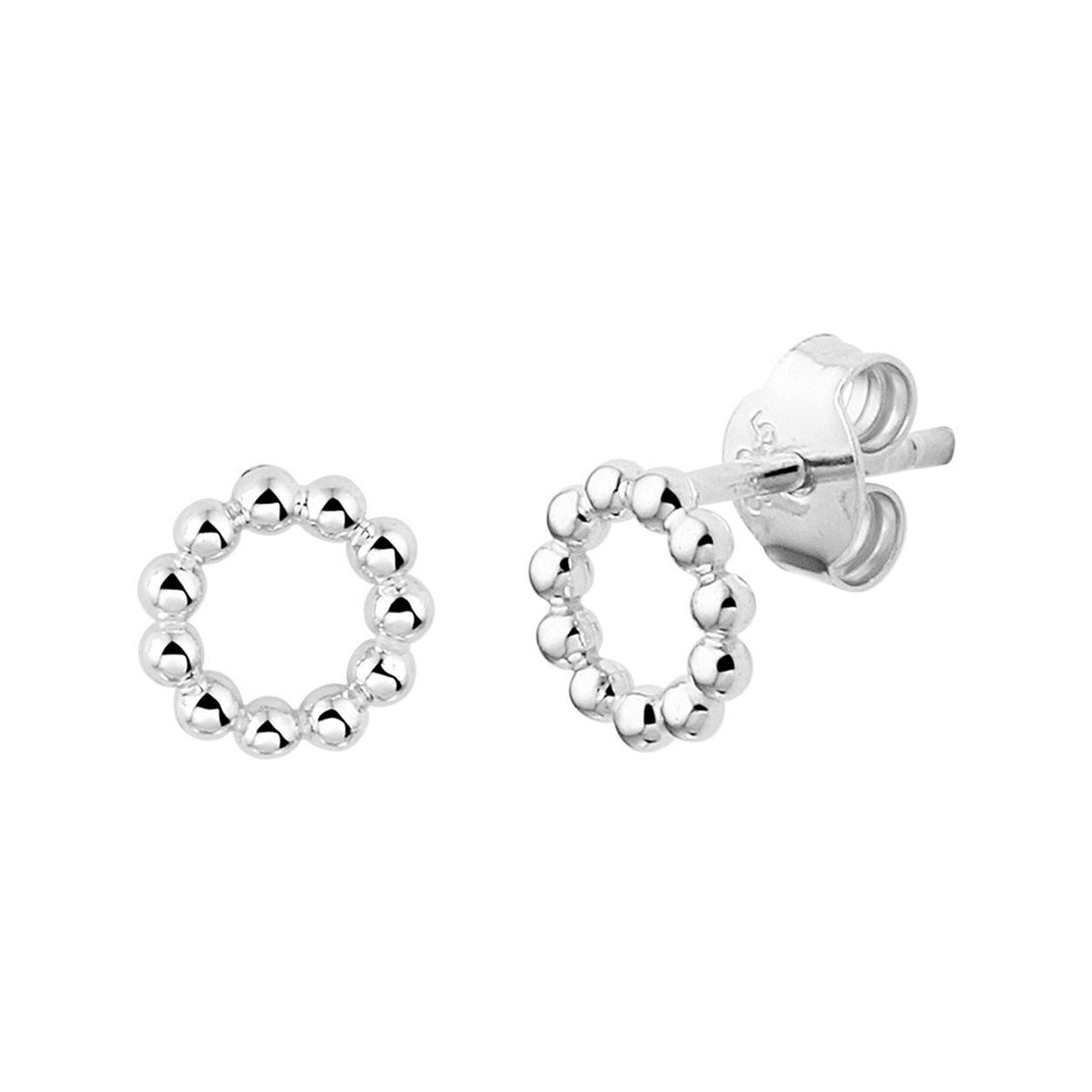 Gerhodineerd 925 zilveren oorknoppen uitgevoerd met bolletjes. De oorknoppen hebben een diameter van 7mm.