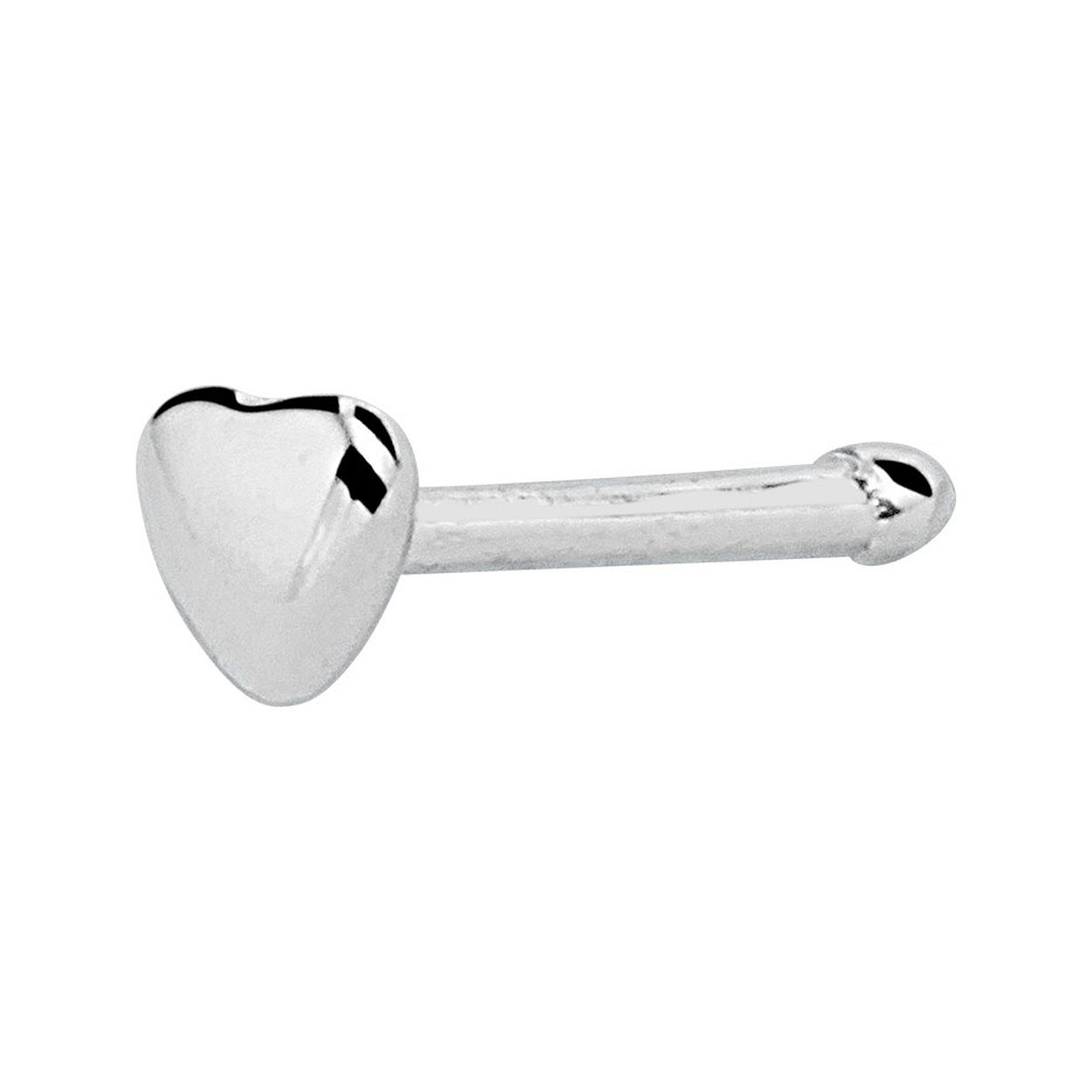 Gerhodineerd 925 zilveren neusknopje uitgevoerd in de vorm van een hartje. Het hartje heeft een afmeting van 2.5x2.5mm.