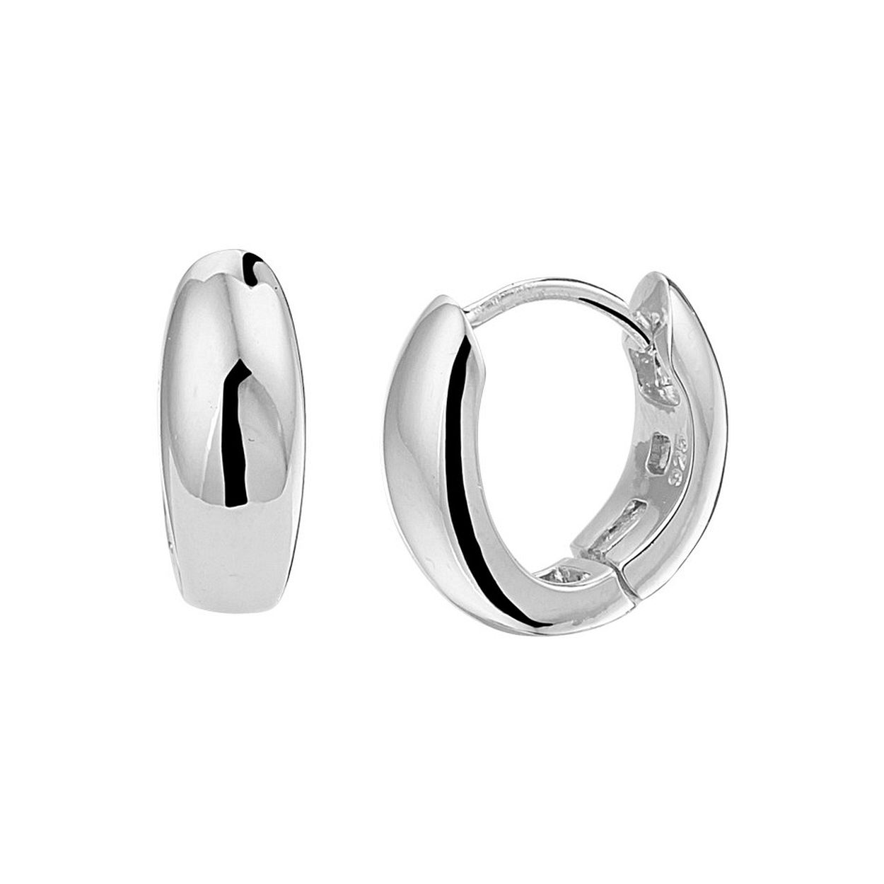 Gerhodineerd 925 zilveren klapoorringen. De oorringen hebben een afmeting van 13.5x5.5mm.