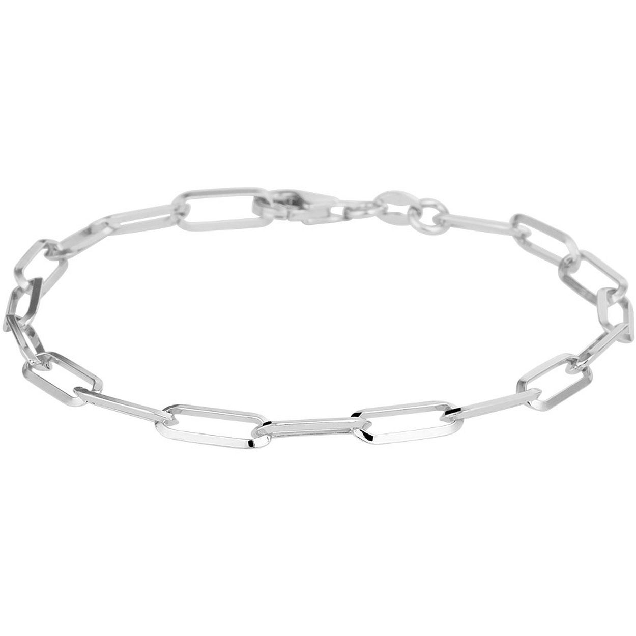Gerhodineerd 925 zilveren paperclip armband met een schakelbreedte van 4.3mm. De armband heeft een draaglengte van 17cm en een stevige karabijn sluiting.