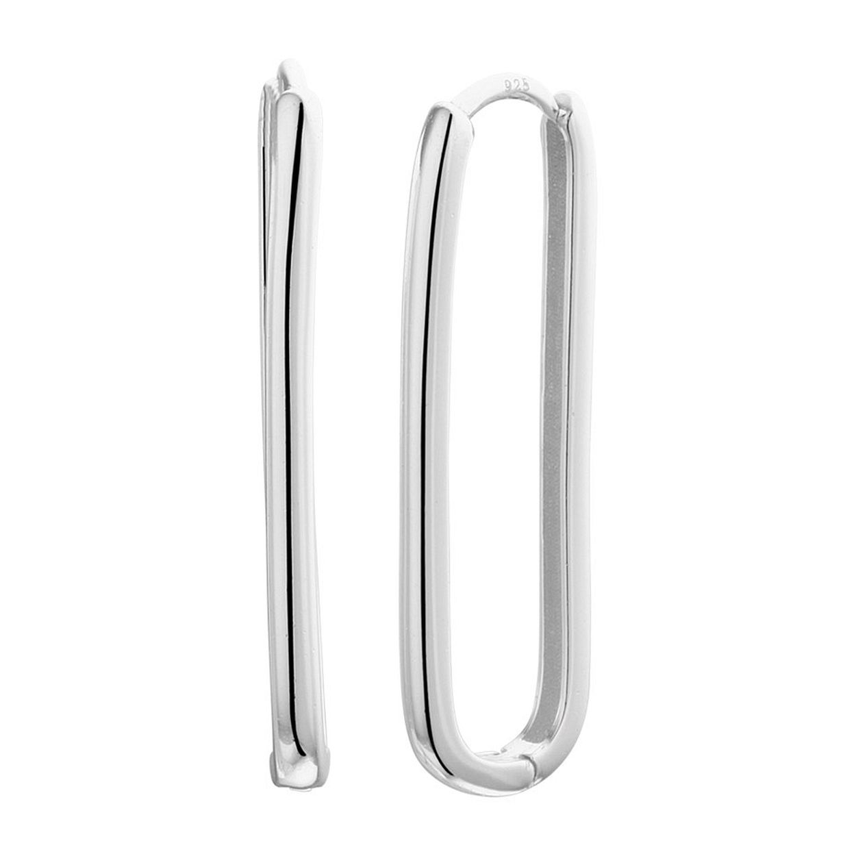 Gerhodineerd 925 zilveren klapoorringen uitgevoerd met een scharnier. De oorringen hebben een afmeting van 28x2mm.