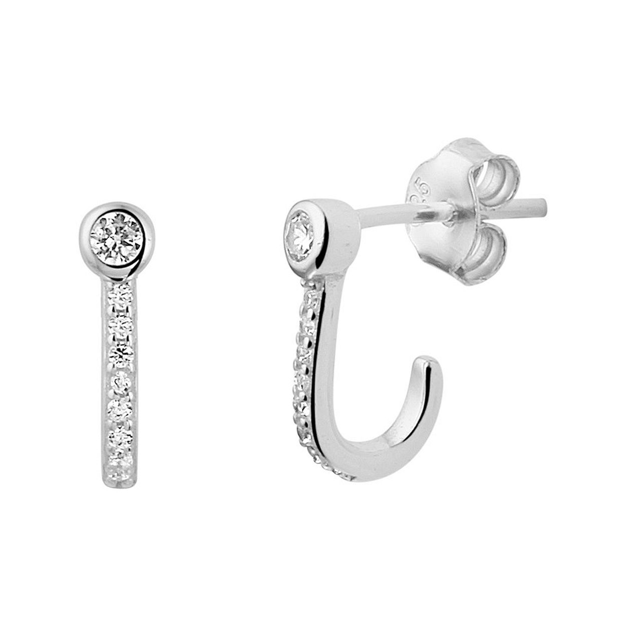 Gerhodineerd 925 zilveren oorknoppen uitgevoerd met een schitterende zirkonia rij. De oorknoppen hebben een afmeting van 12x3mm.