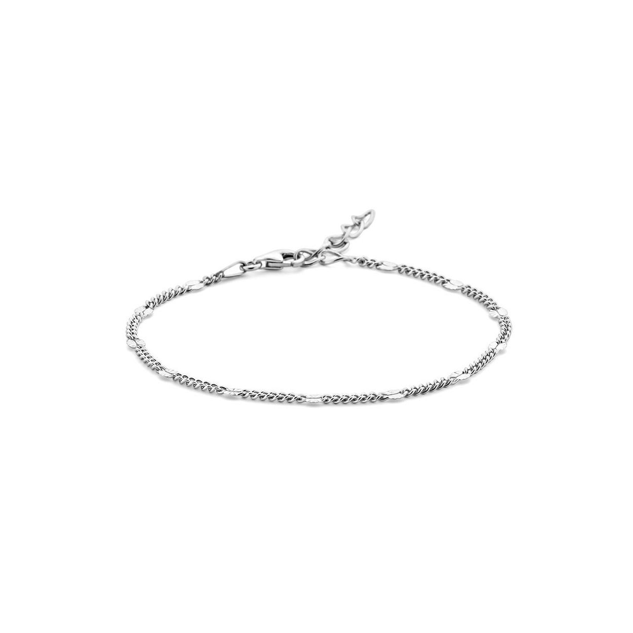 Gerhodineerd 925 zilveren armband met een schakelbreedte van 3mm. De armband heeft een draaglengte van 16cm met een extensie van 3cm en een stevige karabijn sluiting.