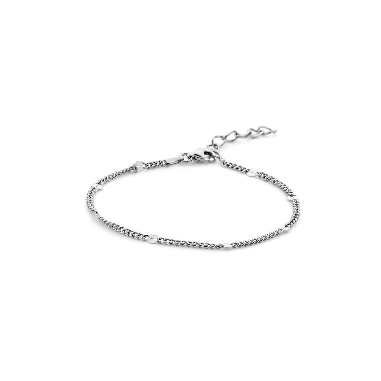 Gerhodineerd 925 zilveren armband met een schakelbreedte van 3mm. De armband heeft een draaglengte van 16cm met een extensie van 3cm en een stevige karabijn sluiting.