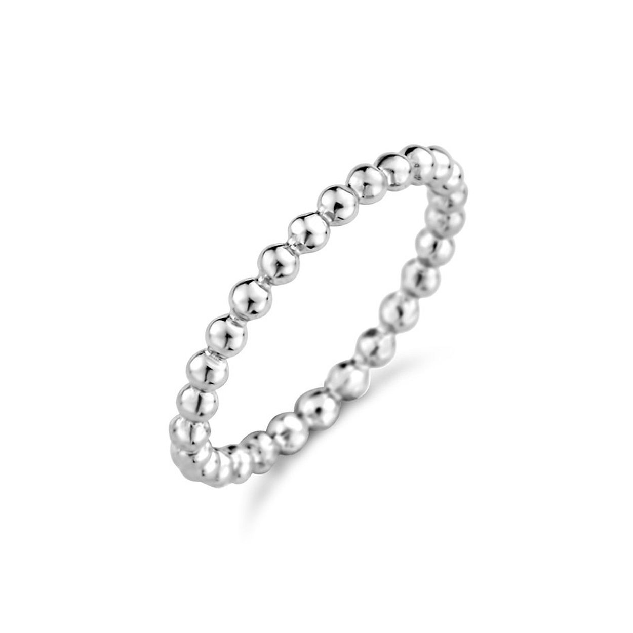Gerhodineerd 925 zilveren aanschuifring uitgevoerd met bolletjes. De ring heeft een breedte van 2mm.
