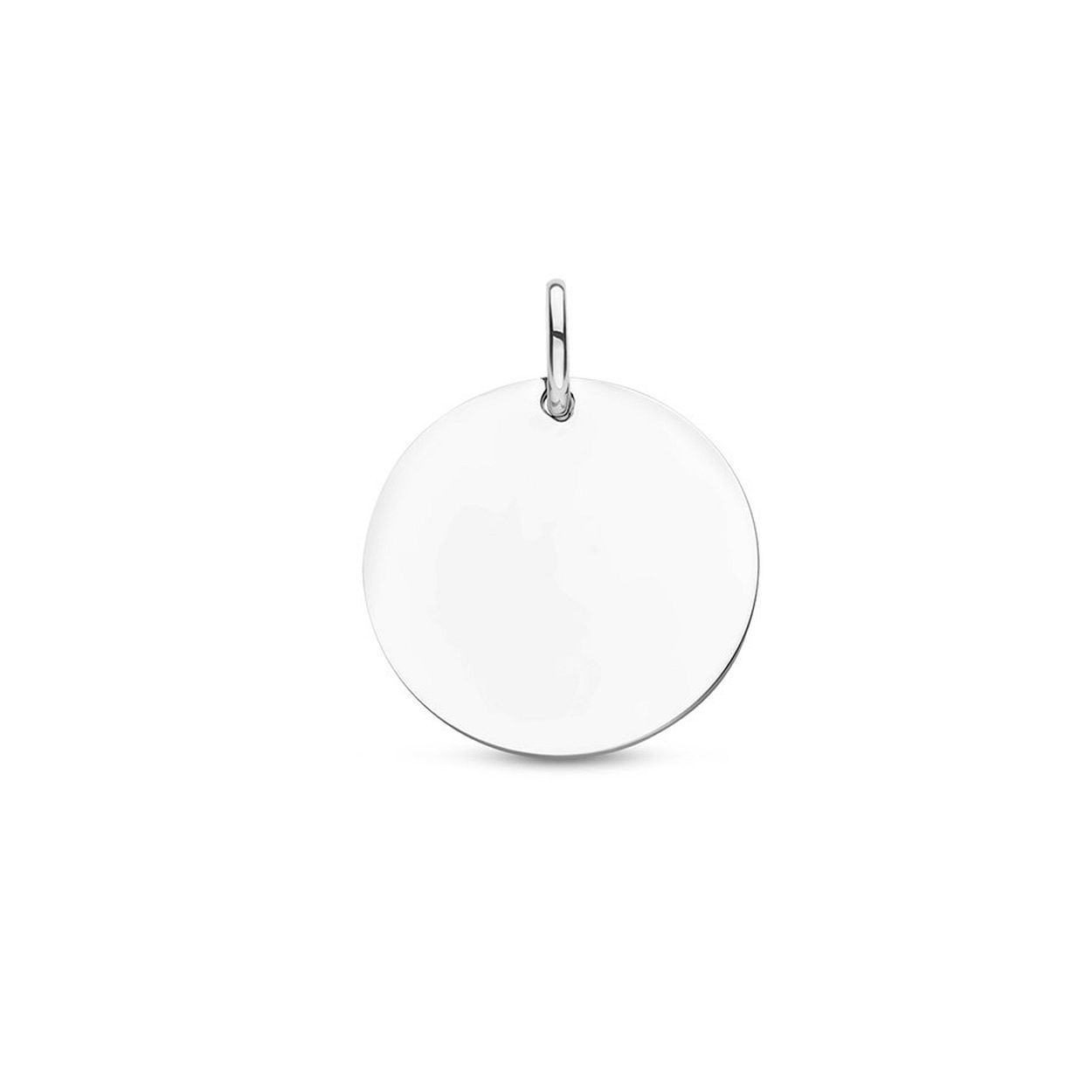 Gerhodineerd 925 zilveren graveerhanger. De hanger heeft een diameter van 18mm.